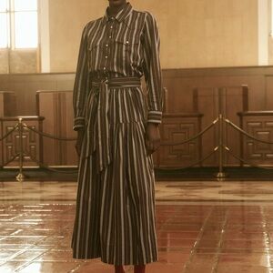 THE GREAT. The Highland Skirt in Billiard Stripe • NWOT